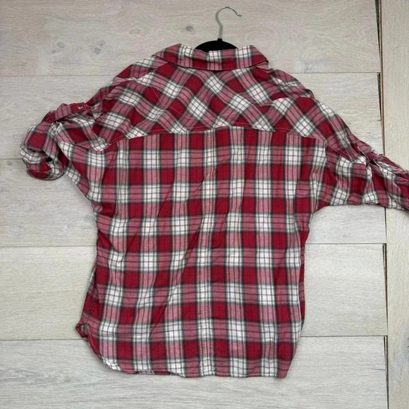 Haute Hippie Red Plaid Henley Pullover Flannel Elbow
Sleeve Top - Picture 3 of 7